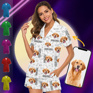 GeckoCustom Custom Photo Dog Cat With Paw Short Pajamas K228 9005