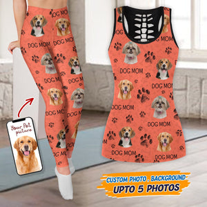 GeckoCustom Custom Photo Dog Dad Mom Black Paw Legging Set N304 889169