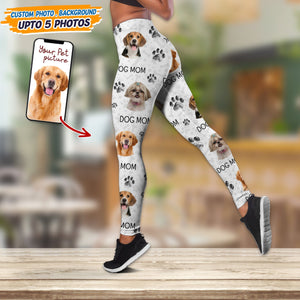 GeckoCustom Custom Photo Dog Dad Mom Black Paw Legging Set N304 889169