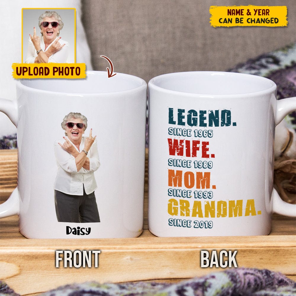 GeckoCustom Custom Photo Grandma Legend Family Mug N304 HN590