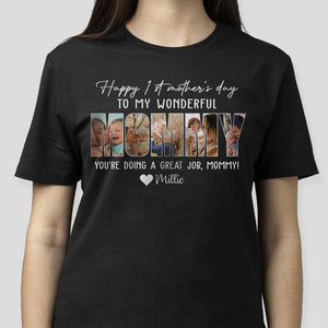 GeckoCustom Custom Photo Happy 1st Mother's Day Mummy Dark Shirt N304 889032 Basic Tee / Black / S