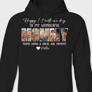 GeckoCustom Custom Photo Happy 1st Mother's Day Mummy Dark Shirt N304 889032 Pullover Hoodie / Black Colour / S