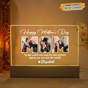 GeckoCustom Custom Photo Happy Mother's Day Acrylic Plaque LED Night Light K228 HN590 Acrylic / 7.9"x4.5"