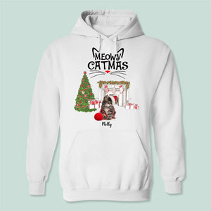 GeckoCustom Custom Photo Meowy Catmas Cat Shirt T286 HN590 Pullover Hoodie / Sport Grey Colour / S