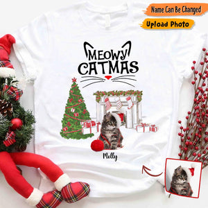 GeckoCustom Custom Photo Meowy Catmas Cat Shirt T286 HN590