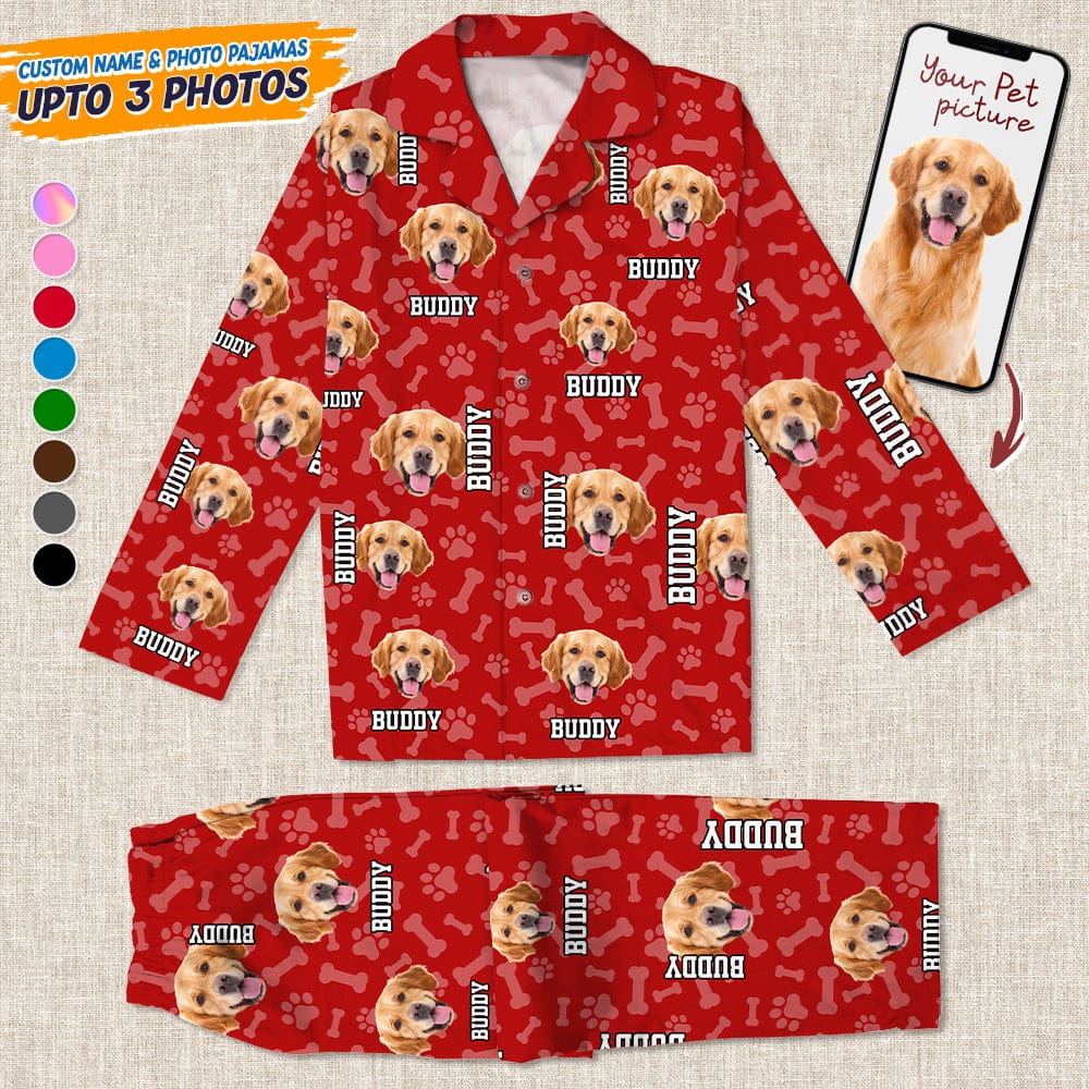 GeckoCustom Custom Photo Name Paw Dog Cat Pajamas K228 HN590