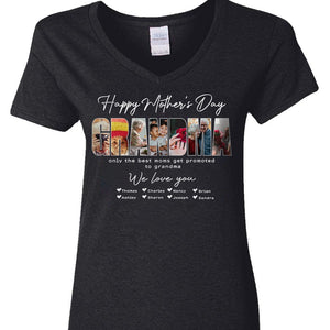 GeckoCustom Custom Photo Only The Best Moms Get Promoted To Grandma Happy Mother's Day Dark Shirt N304 889079 Women V-neck / V Black / S