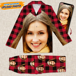 GeckoCustom Custom Photo Portrait Face With Christmas Accesories Pajamas N369 HN590