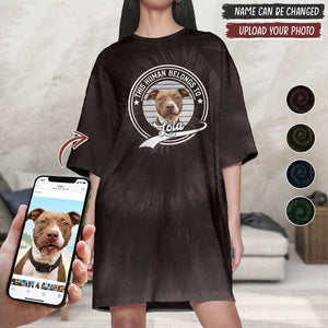 GeckoCustom Custom Photo The Human Belongs To Dog Raglan Nightgown T368 HN590