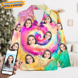 GeckoCustom Custom Photo Tie Dye Background For Christmas Pajamas N304 HN590