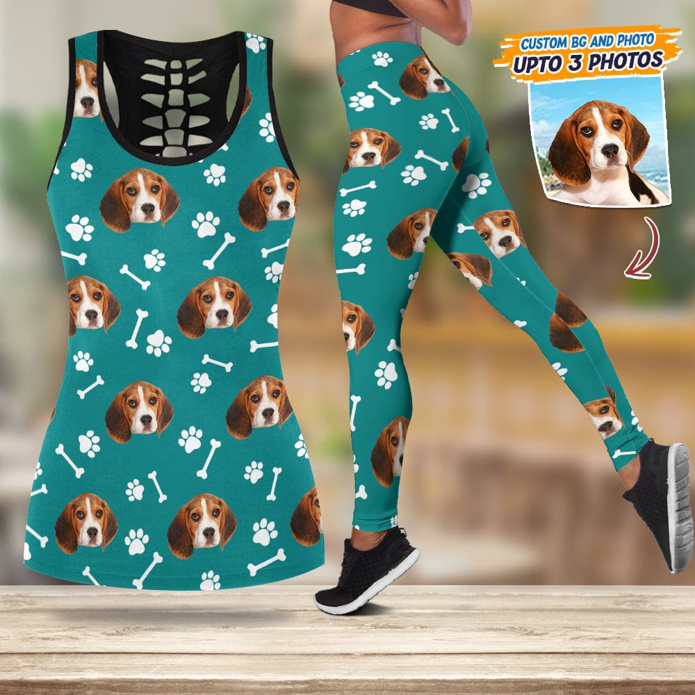 GeckoCustom Custom Photo With Accessory Pattern Dog Lover Legging Set T286