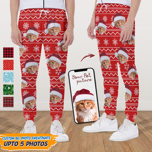 GeckoCustom Custom Photo With Christmas Pattern Cat Men and Women's Sweatpants N304 HN590