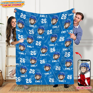 GeckoCustom Custom Photo With Hockey Pattern Blanket T286 HN590