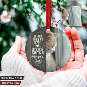 GeckoCustom Custom Photo You Left Paw Prints On Our Hearts Dog Cat Wood Ornament K228 HN590