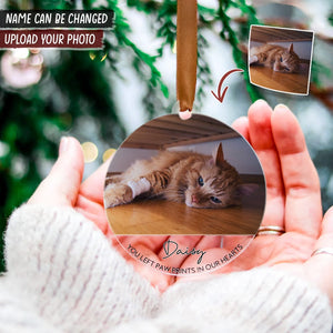 GeckoCustom Custom Photo You Left Paws Print In Our Heart Dog Cat Acrylic Ornament K228 HN590