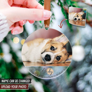 GeckoCustom Custom Photo You Left Paws Print In Our Heart Dog Cat Acrylic Ornament K228 HN590