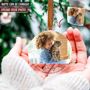 GeckoCustom Custom Photo You Left Paws Print In Our Heart Dog Cat Acrylic Ornament K228 HN590