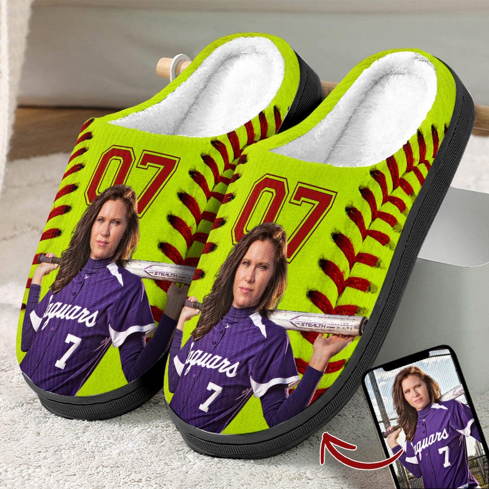 GeckoCustom Custom Portrait Photo Softball Sports And Accessories Slipper N369 HN590