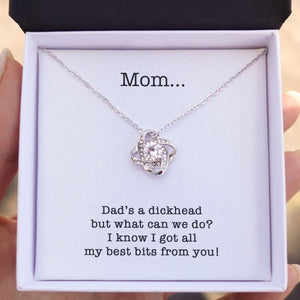 GeckoCustom Dad's A Dickhead Personalized Funny Single Mom Message Card Necklace C268 Love Knot