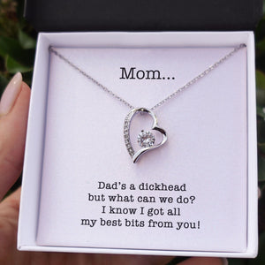 GeckoCustom Dad's A Dickhead Personalized Funny Single Mom Message Card Necklace C268 Forever Love