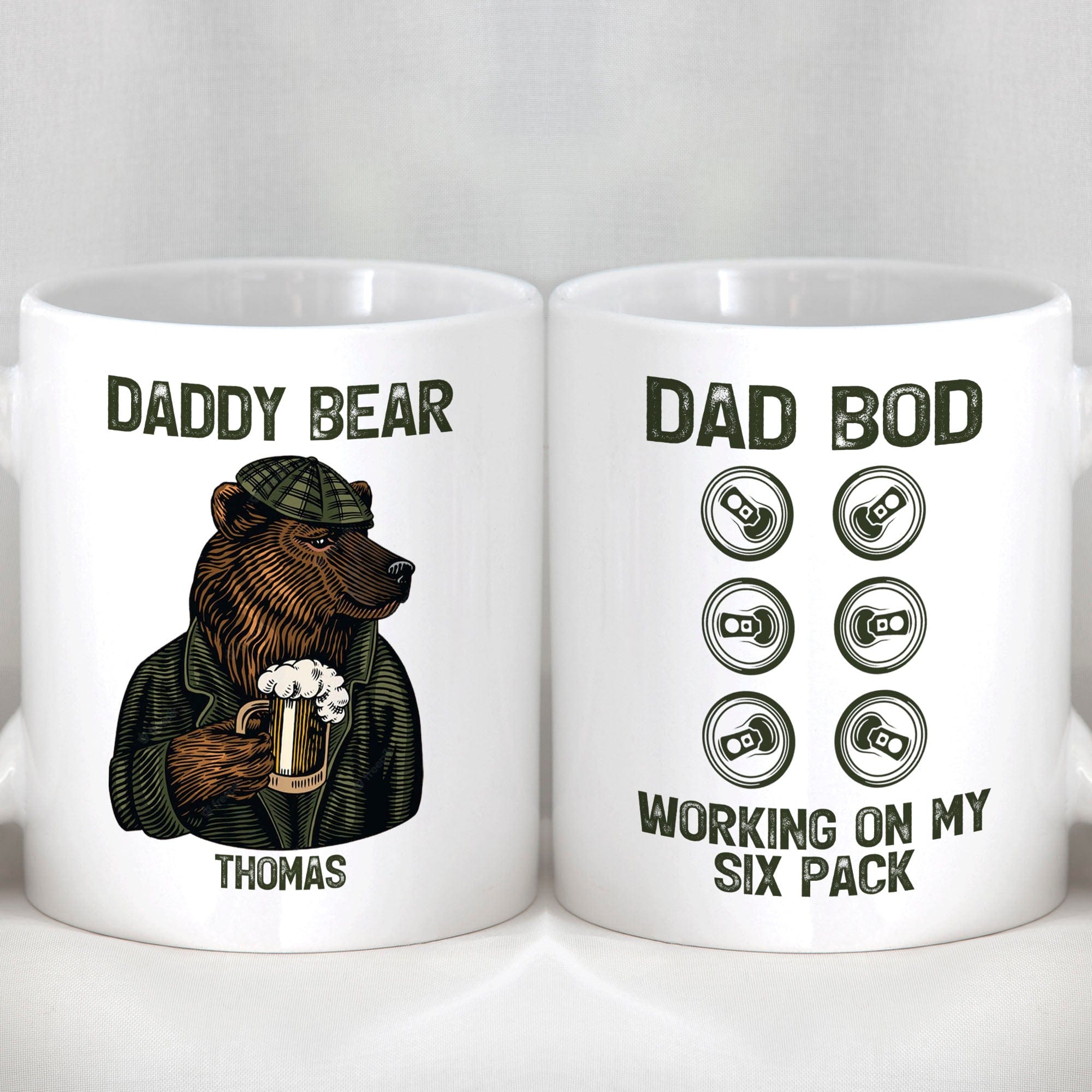 GeckoCustom Daddy Bear Dad Bod Working On My Six Pack Personalized Custom Family Mug C322 11oz