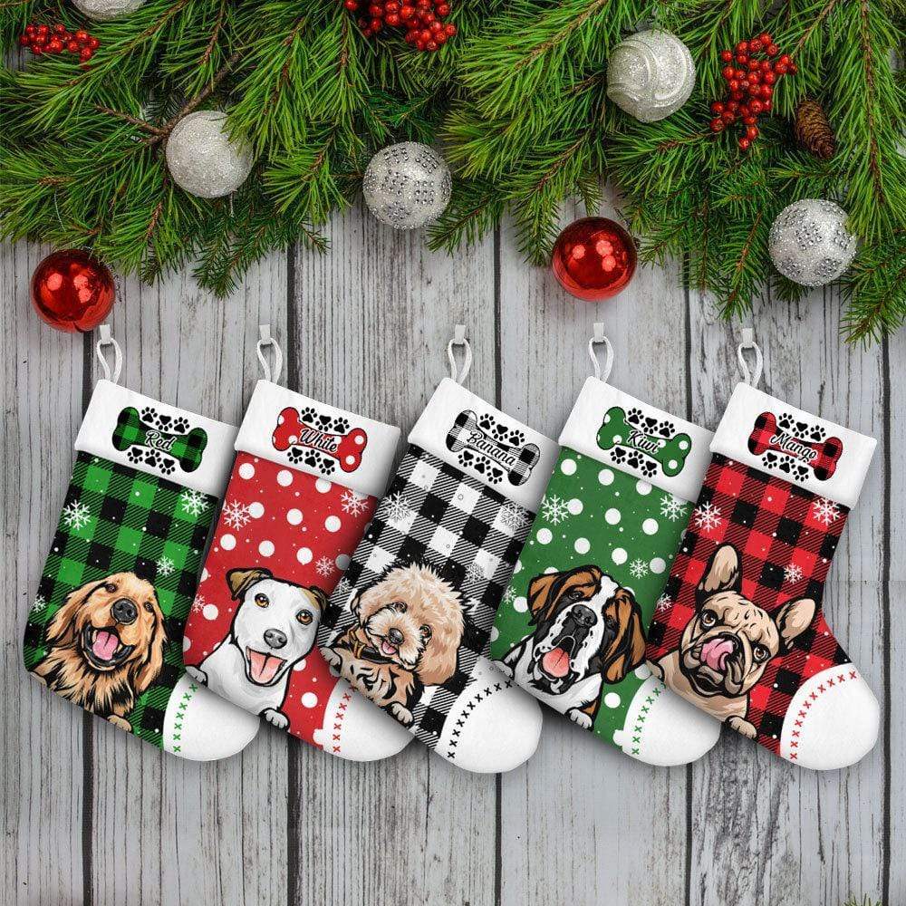 GeckoCustom Dog Bone Christmas Dog Stocking HN590 Pack 1 / 10 Inch / Dog Clipart