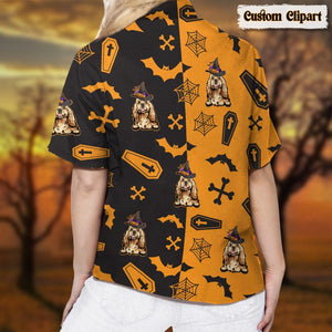 GeckoCustom Dog Cat Halloween Clipart Woman's Hawaiian Shirt K228 HN590