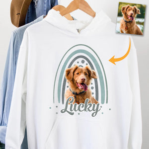 GeckoCustom Dog Cat Rainbow Personalized Custom Photo Dog Cat Shirt C465 Pullover Hoodie / White Colour / S