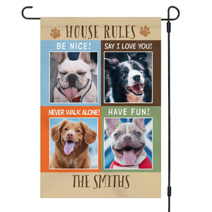 GeckoCustom Dog House Rules Photo Garden Flag C183 12"x18"