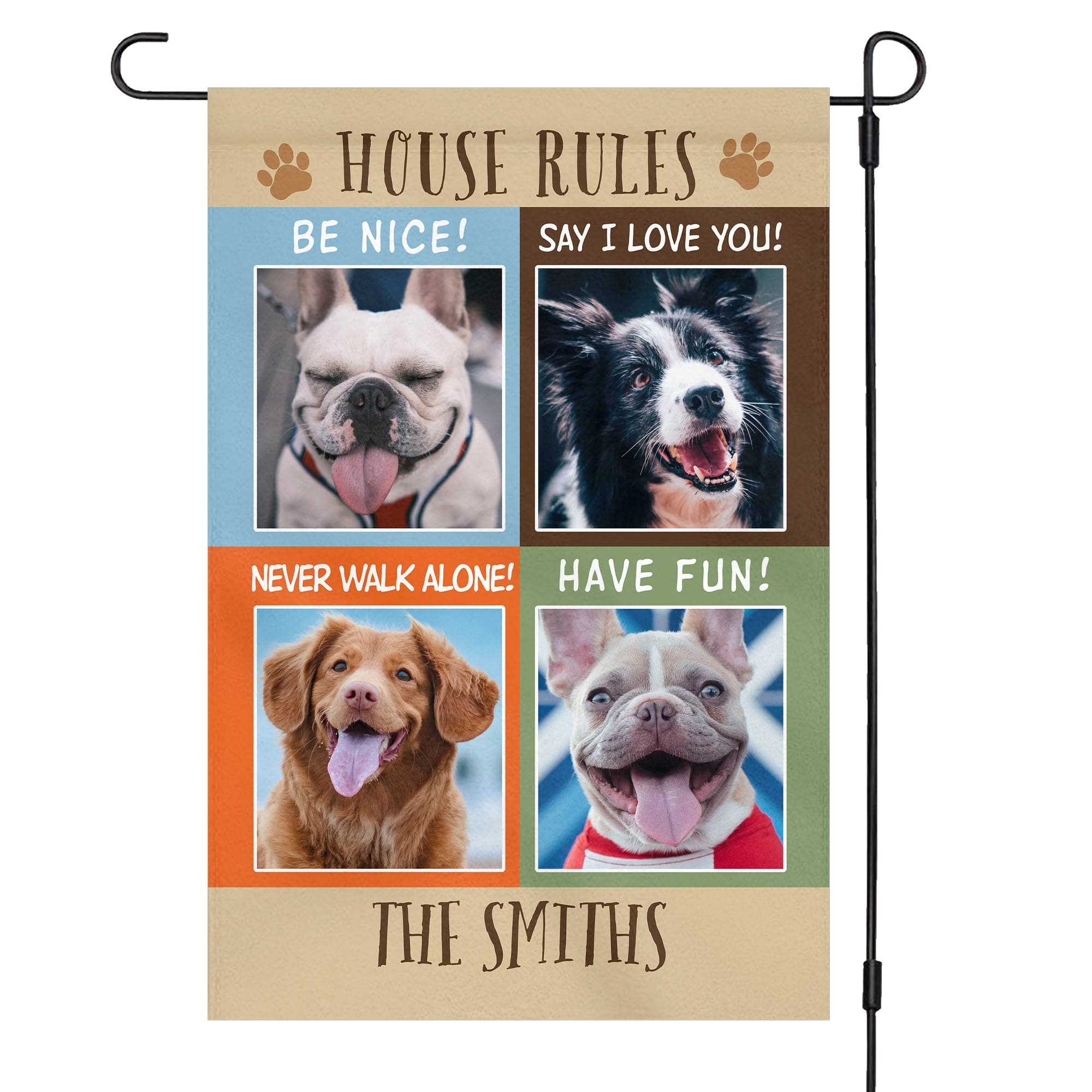 GeckoCustom Dog House Rules Photo Garden Flag C183 12"x18"