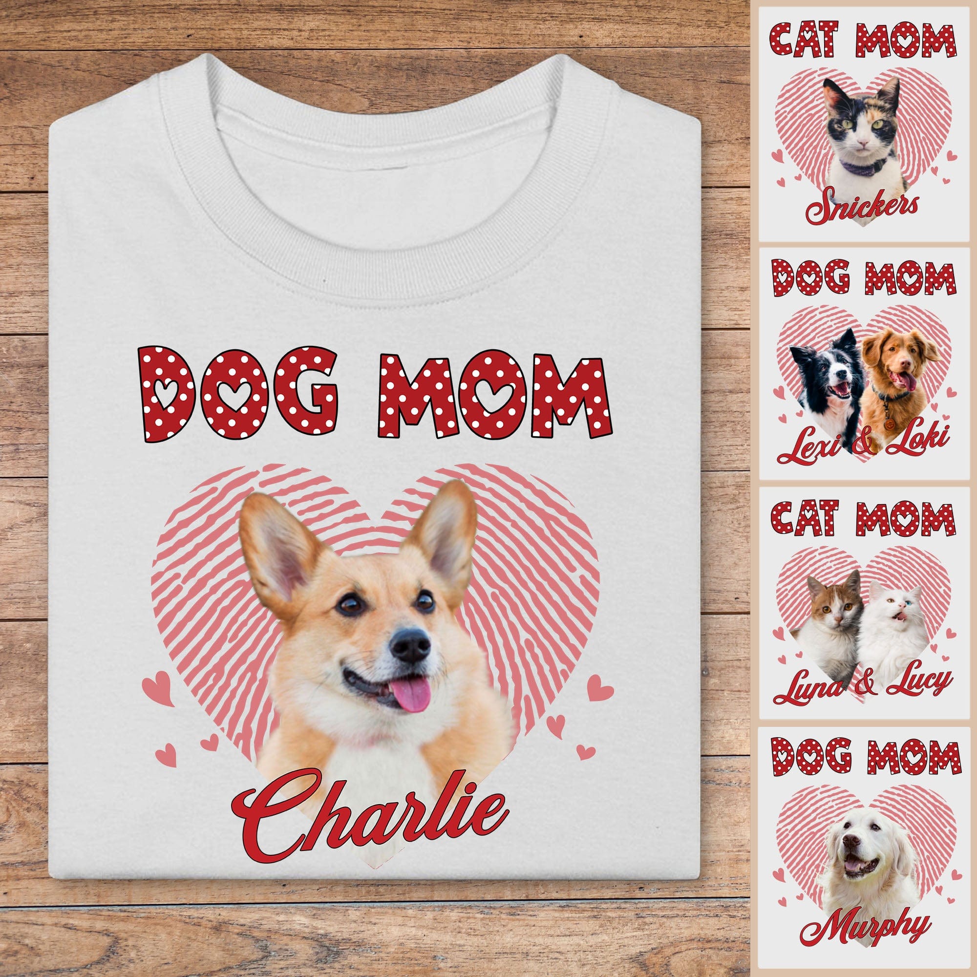 GeckoCustom Dog Mom Cat Mom Personalized Custom Photo Dog Cat Shirt C550V3 Unisex T-Shirt / Light Blue / S