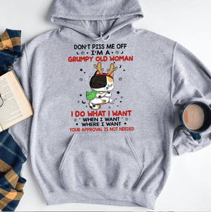 GeckoCustom Don’t Piss Me Off I’m A Grumpy Old Woman, Custom Cat Shirt HN590 Pullover Hoodie / Sport Grey Color / S