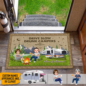 GeckoCustom Drive Slow Drunk Campers Matter Camping Doormat K228 HN590