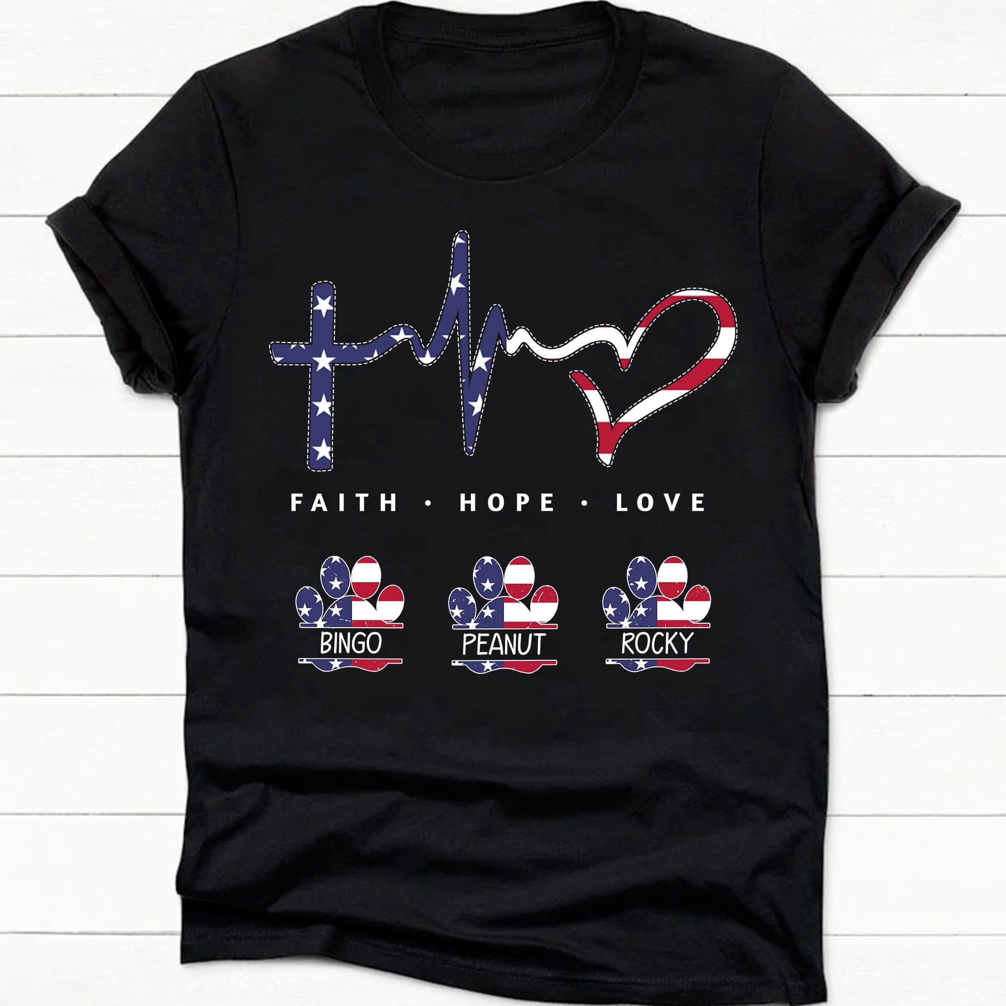 GeckoCustom Faith Hope Love American Personalized Custom Dog Cat Shirt C396