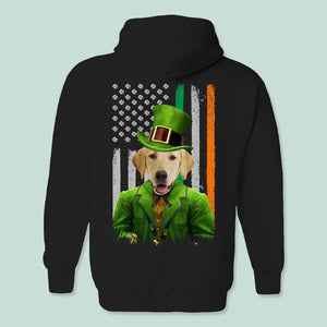 GeckoCustom Flag America Irish Custom Photo Dog Cat Portrait Back Shirt N369 HN590 Pullover Hoodie / Black Colour / S