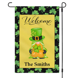 GeckoCustom Gnome St Patricks Day Custom Garden Flag C150 12"x18"