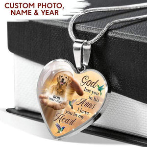 GeckoCustom God Has You In His Arms I Have You In My Heart Pet Memorial Necklace, Pet Loss Gift HN590