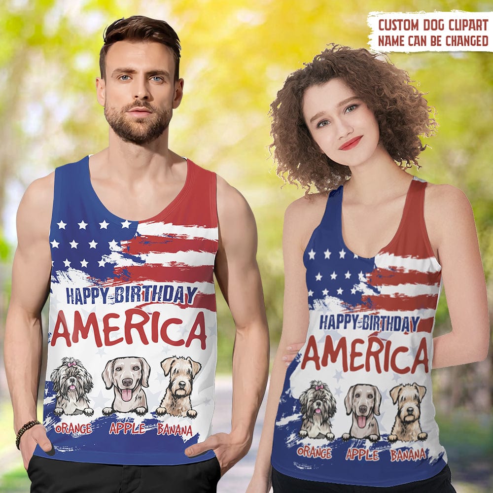 GeckoCustom Happy Birthday America Custom Dog, Dog Lover Tanktop, HN590