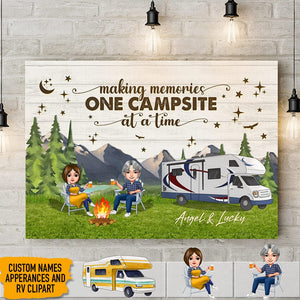 GeckoCustom Happy Camper Couple Chibi Camping Canvas  HN590