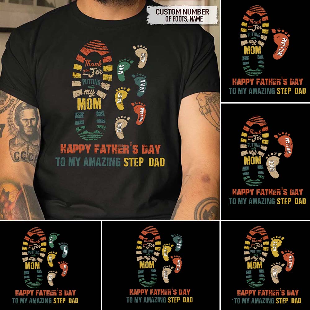 GeckoCustom Happy Father's Day To My Amazing Step Dad Family Shirt, HN590