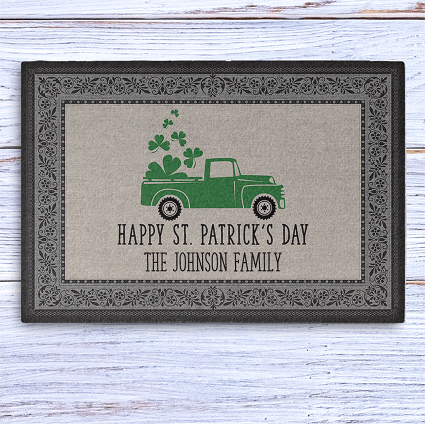 GeckoCustom Happy St. Patrick's Day Personalized  Doormat 24x16 inch - 60x40 cm