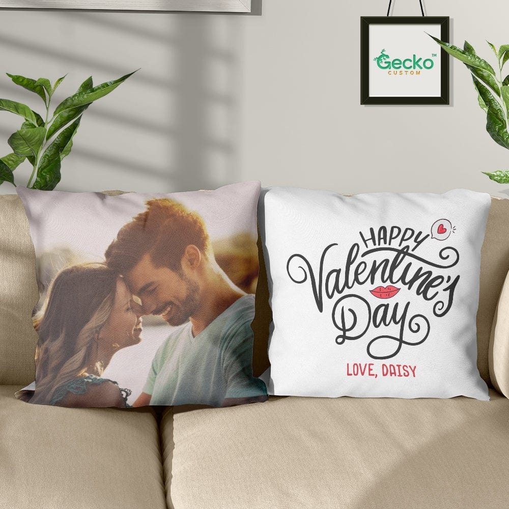 GeckoCustom Happy Valentine's Day Couple Throw Pillow HN590 14x14 in / Pack 1