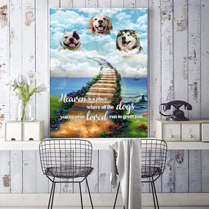 GeckoCustom Heaven Where Dogs You Loved Greet You Dog Canvas, Dog Lover Gift, HN590 16 x 24 Inch / Satin Finish: Cotton & Polyester