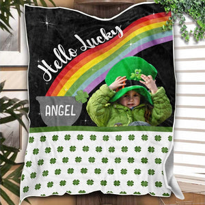 GeckoCustom Hello Lucky Shamrock St.Patricks Day Blanket HN590