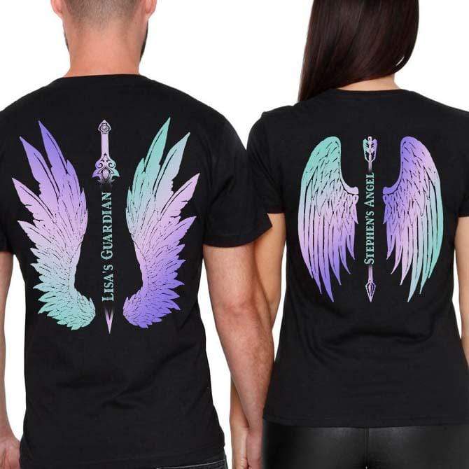 GeckoCustom Her Guardian His Angel Custom Backside Shirt Premium Tee (Favorite) / P Black / S