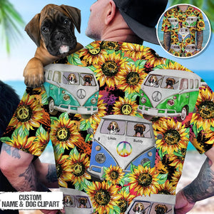 GeckoCustom Hippie Custom Clipart Dog Men's Hawaiian Shirt K228 HN590