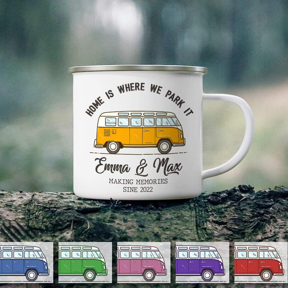 GeckoCustom Home is where we park it Camping Steel Mug, Camping Gift,  Camping Mug HN590 Metal