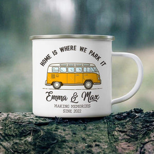 GeckoCustom Home is where we park it Camping Steel Mug, Camping Gift,  Camping Mug HN590 Metal