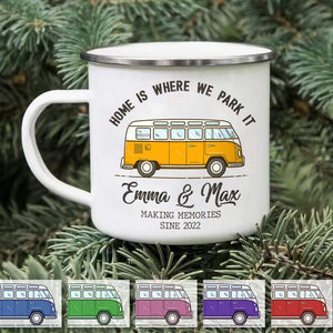 GeckoCustom Home is where we park it Camping Steel Mug, Camping Gift,  Camping Mug HN590 Metal