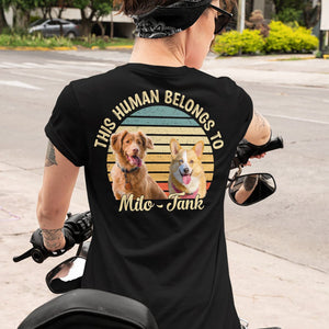 GeckoCustom Human Belongs To Dog Cat Personalized Custom Photo Dog Cat Pet Backside Shirt C251